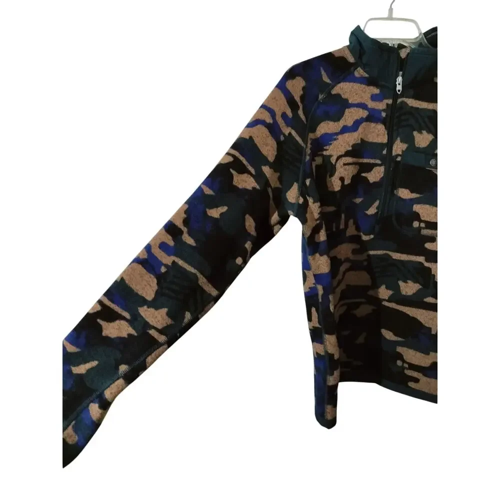 M1236)The North Face Men M Gordon Lyon 1/4 Zip Multi Color Camo Dazzle Fleece
